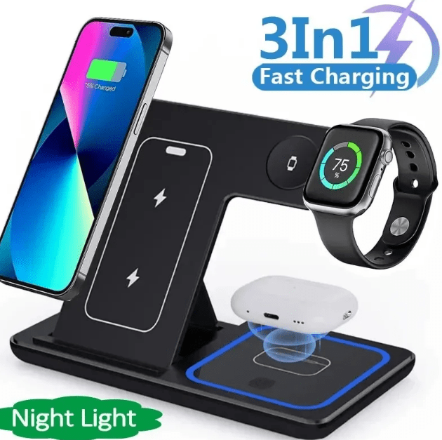 15W 3 In 1 LED Foldable Fast Wireless Charger StandNIMBRIX
