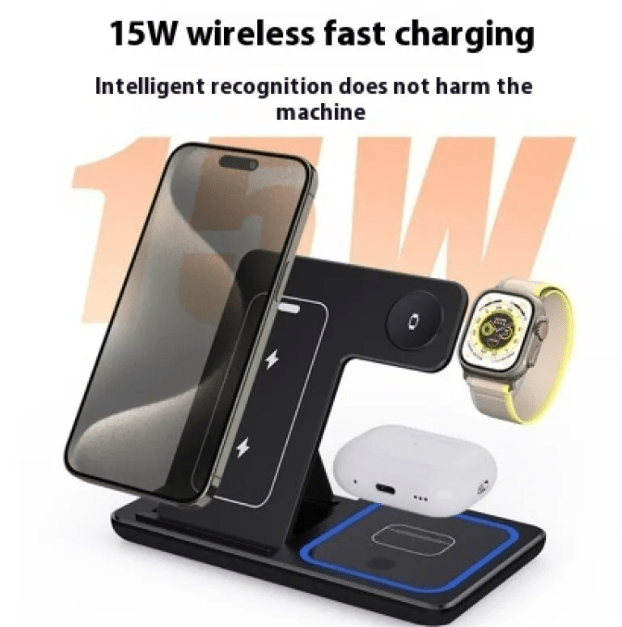 15W 3 In 1 LED Foldable Fast Wireless Charger StandNIMBRIX
