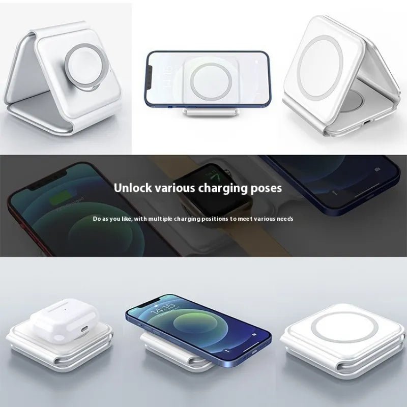 3 In 1 Magnetic Wireless Charging Folding Mobile Phone HolderNIMBRIX