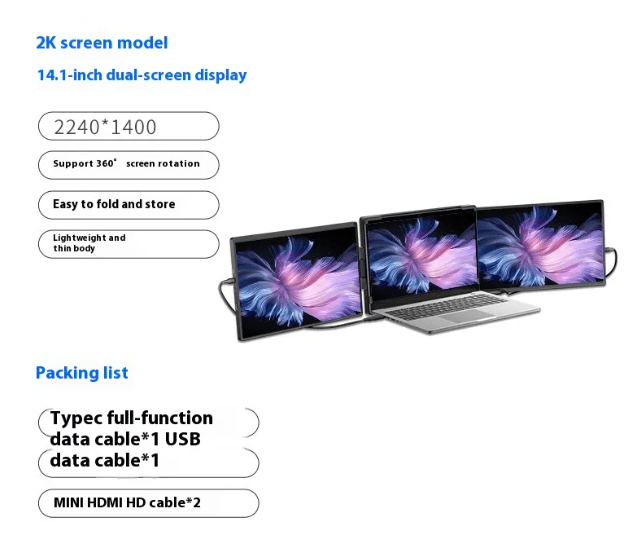 Flex View 14.1” Dual-Screen Portable MonitorNIMBRIX