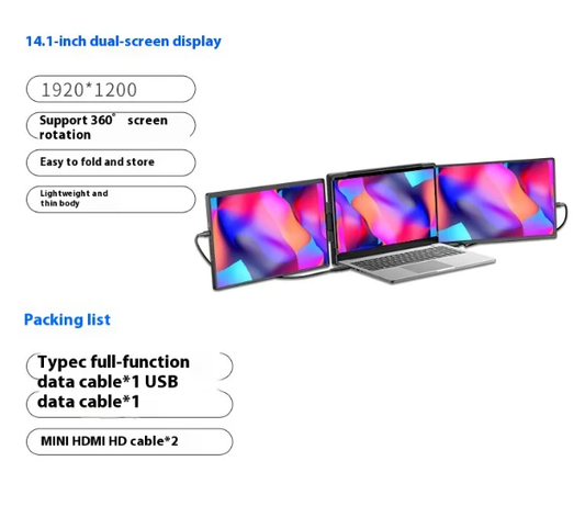 Flex View 14.1” Dual-Screen Portable MonitorNIMBRIX