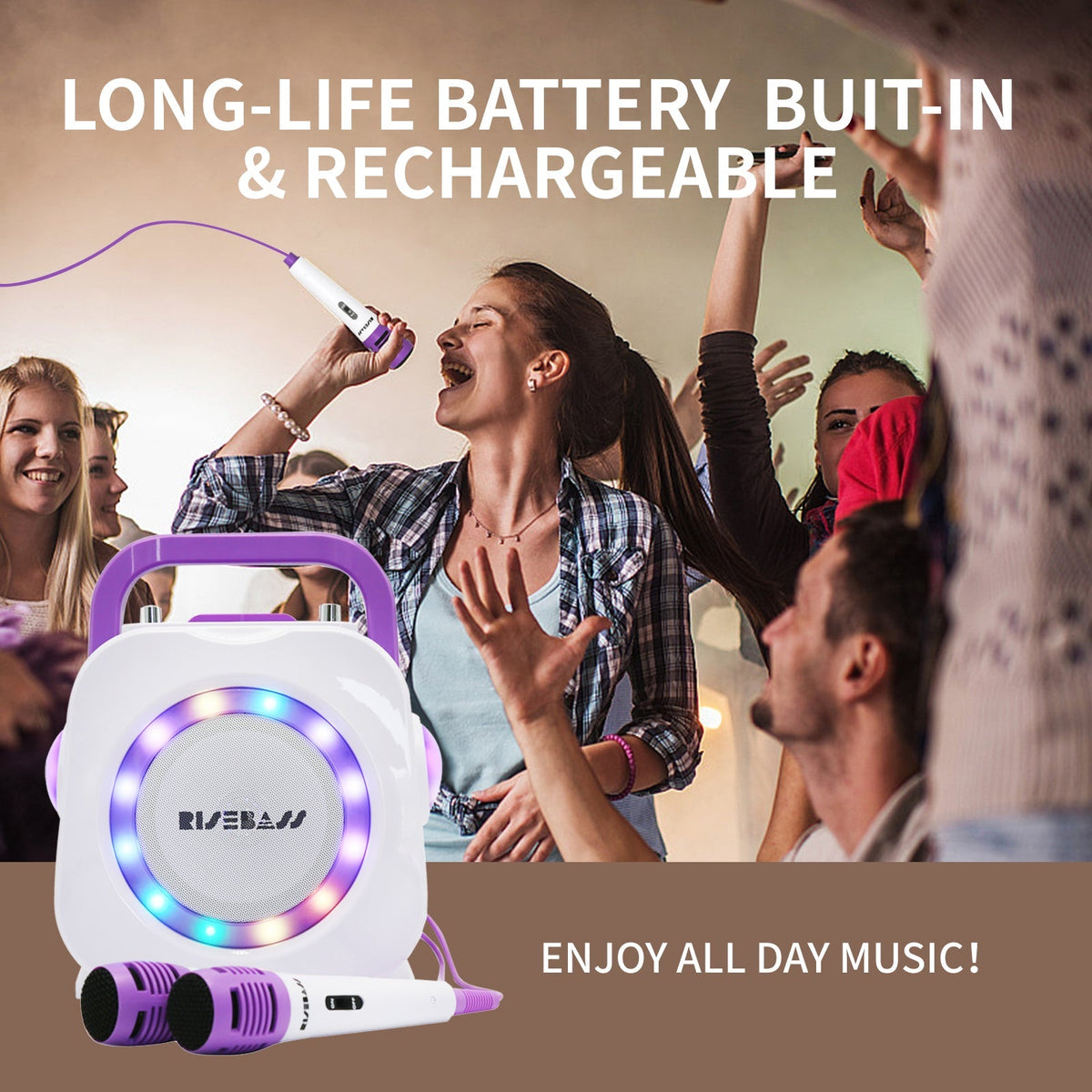Karaoke Machine for Kids - Bluetooth Speaker with 2 Microphone - Portable Kids Karaoke Machine for Girls and Boys - Birthday Gift for Girls and Boys Ages 2 Years Old and Up.NIMBRIX