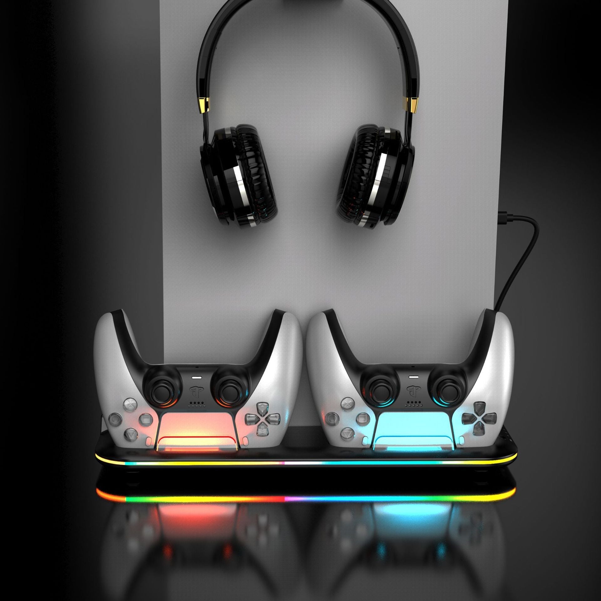 PS5 Charging Dock with RGB Light for Controllers and HeadsetNIMBRIX
