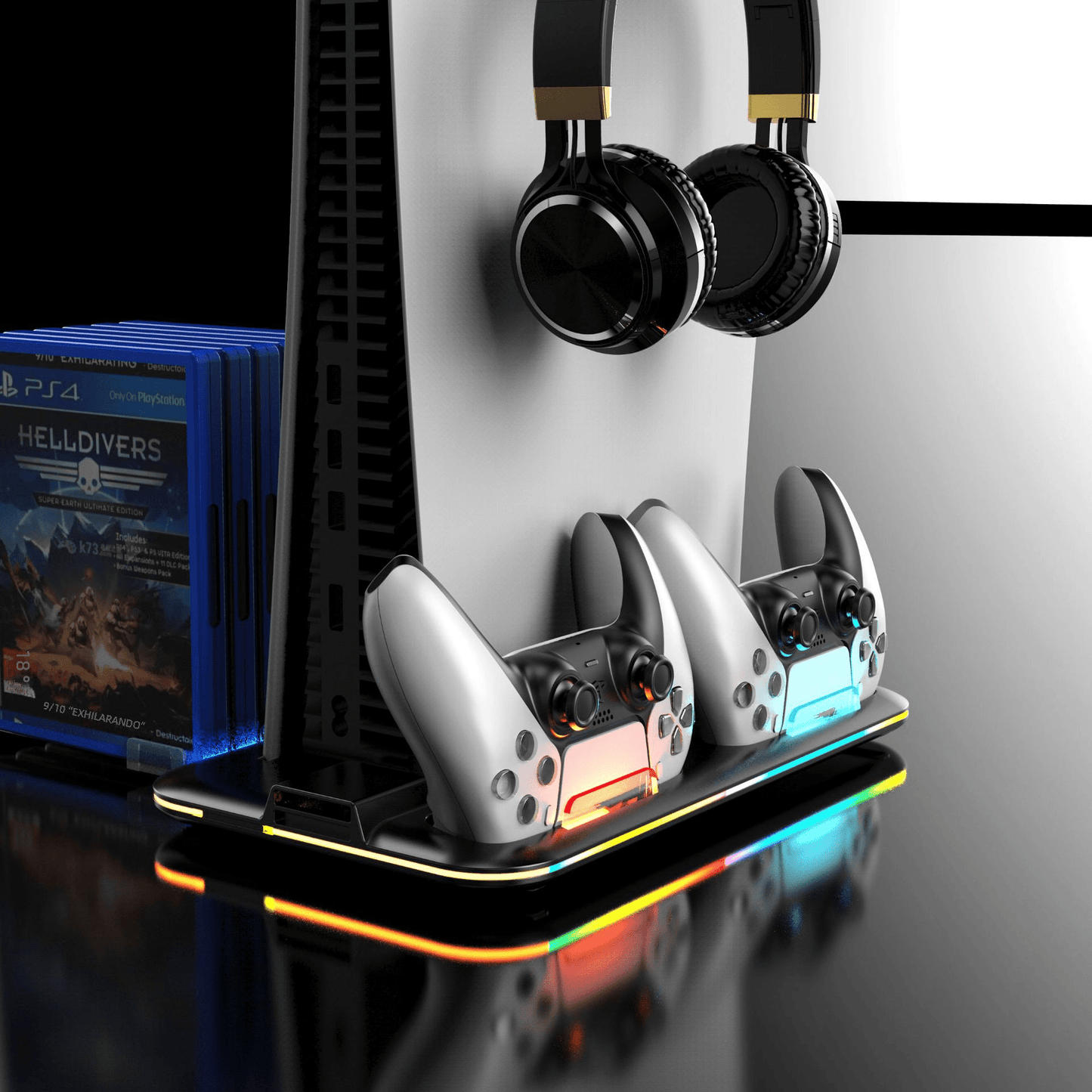 PS5 Charging Dock with RGB Light for Controllers and HeadsetNIMBRIX