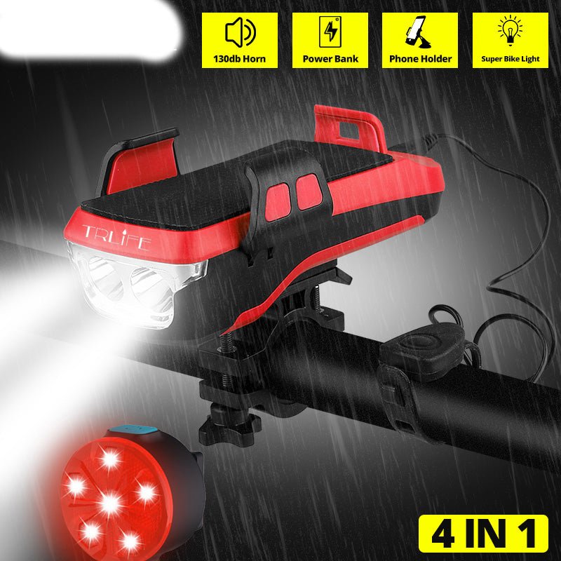 USB Rechargeable Bike Light with Phone Holder and HornNIMBRIX